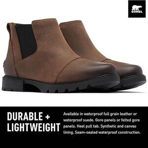 Sorel Emelie III Womens Chelsea Boots Sz 6 Tobacco Black Footwear NWT